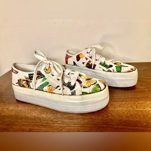Vintage 90s LEI Canvas Platform Butterfly Sneakers size 7.5